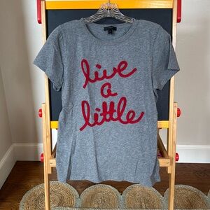 J. Crew Heather Gray Tee with Red Script